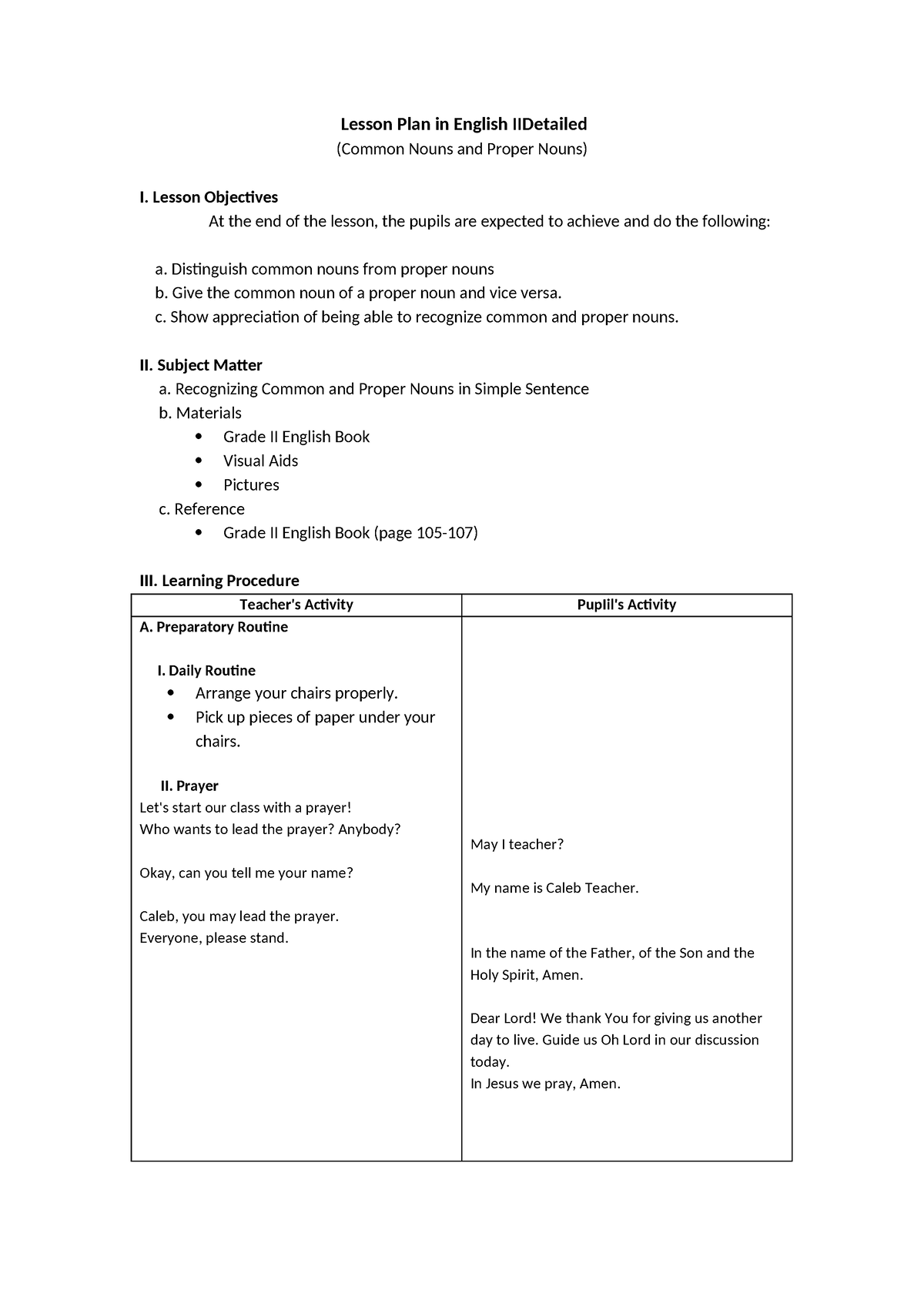 Lesson Plan English 2 complete - Lesson Plan in English IIDetailed ...