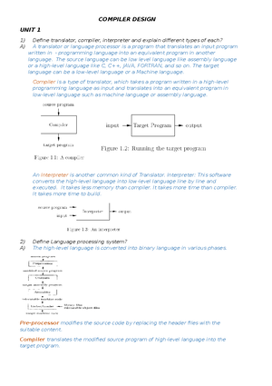 18CSC362J - pre year question paper - Compiler Design - Studocu