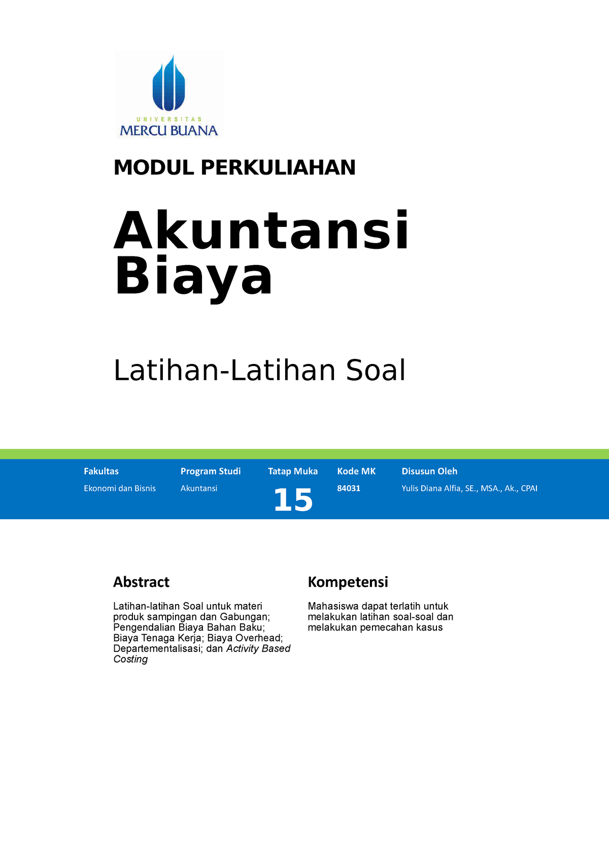 Modul Akuntansi Biaya [TM15] - MODUL PERKULIAHAN Akuntansi Biaya ...