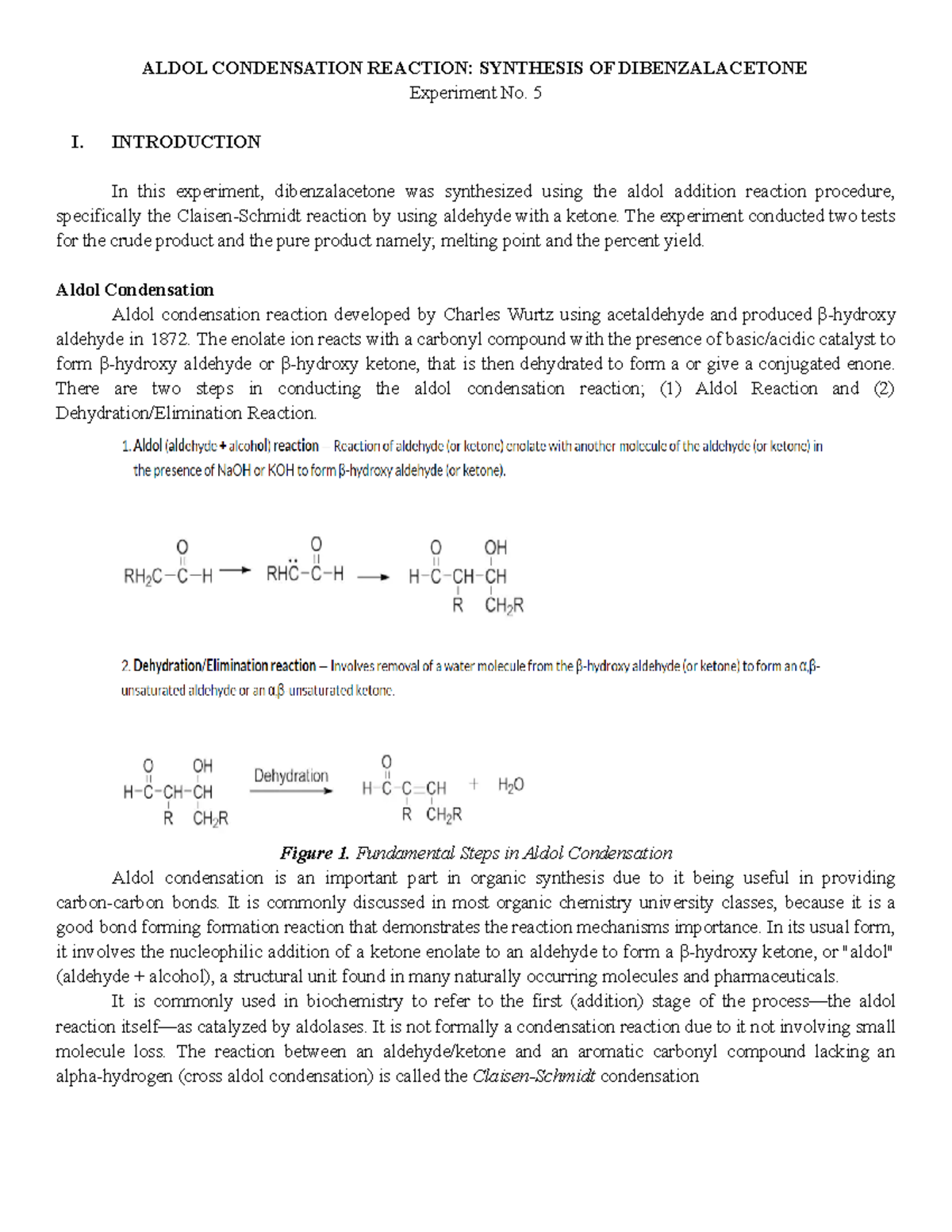 Aldol Condensation Reaction Synthesis OF Dibenzalacetone - ALDOL ...