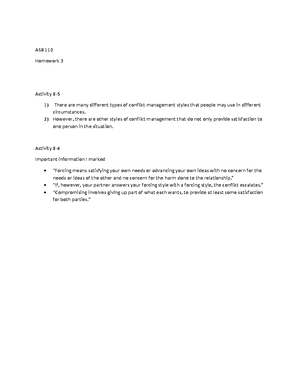 ASB Homework Studocu. Maryleeana Pellot - ASB 110 Linda Moran ...