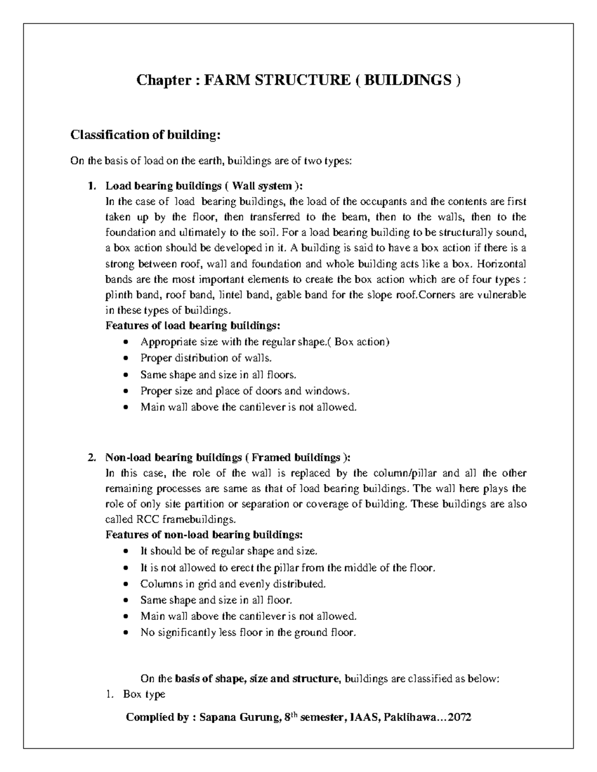 Farm structure and surveying 1 Astha 1A Chapter FARM STRUCTURE