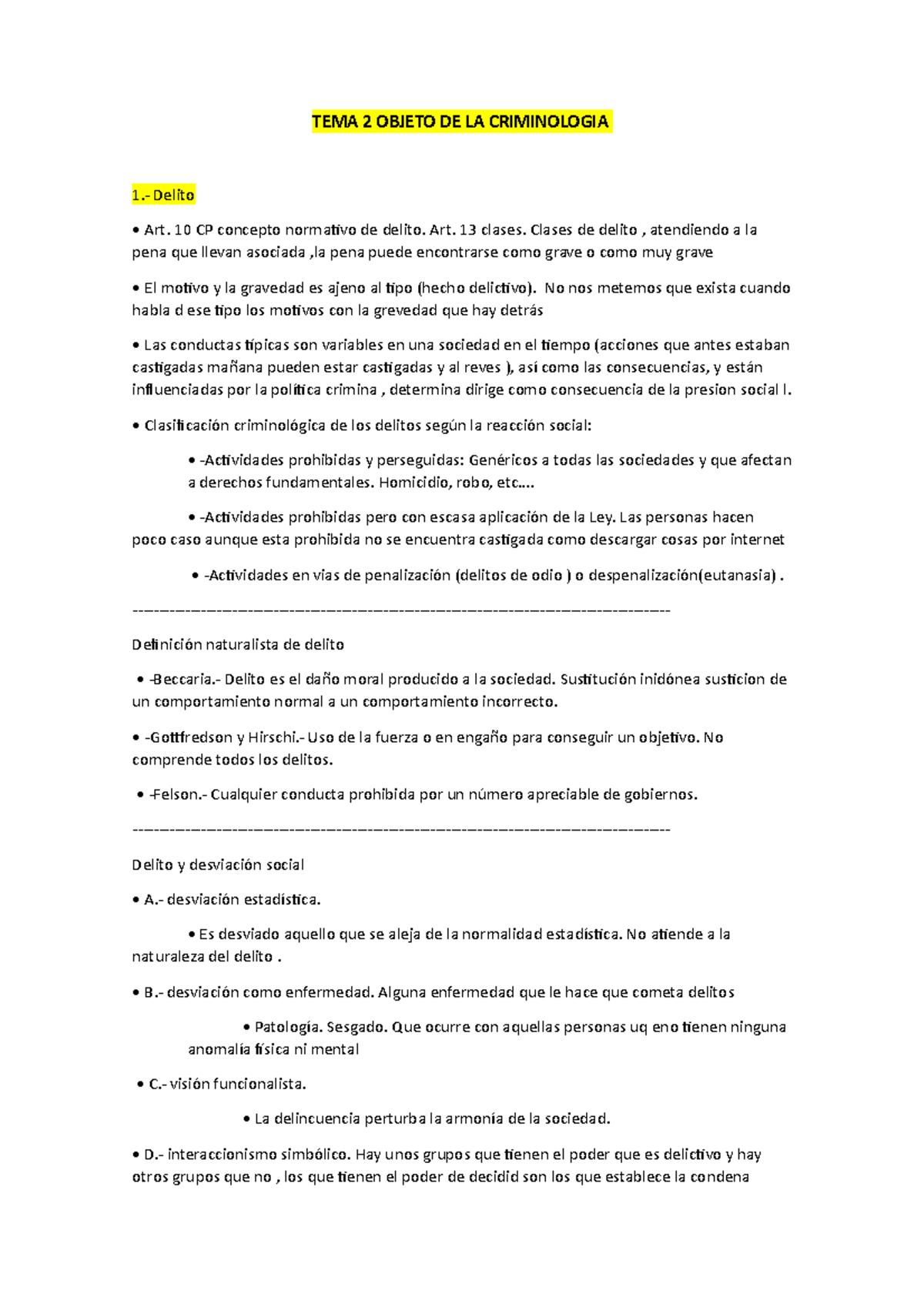 TEMA 2 Apuntes , criminologia - TEMA 2 OBJETO DE LA CRIMINOLOGIA 1 ...