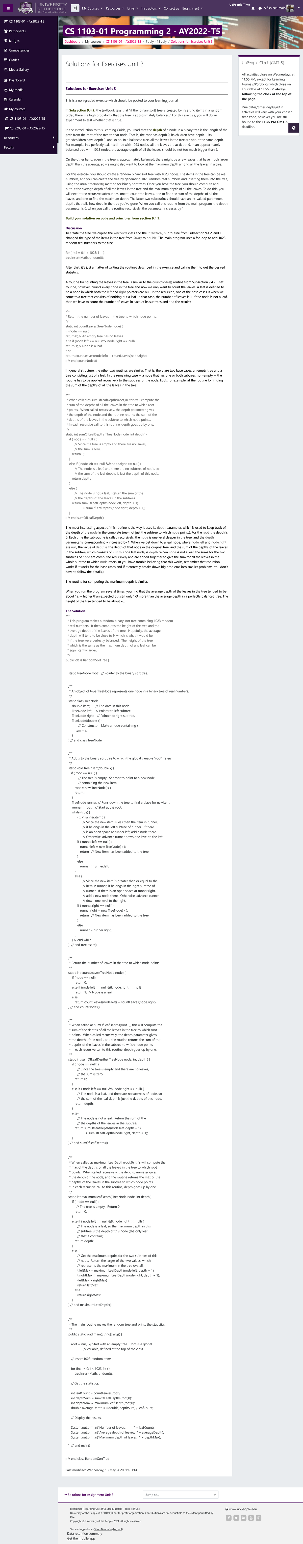 CS 1103-01 - AY2022-T5 Solutions For Exercises Unit 3 - CS 1103-01 ...