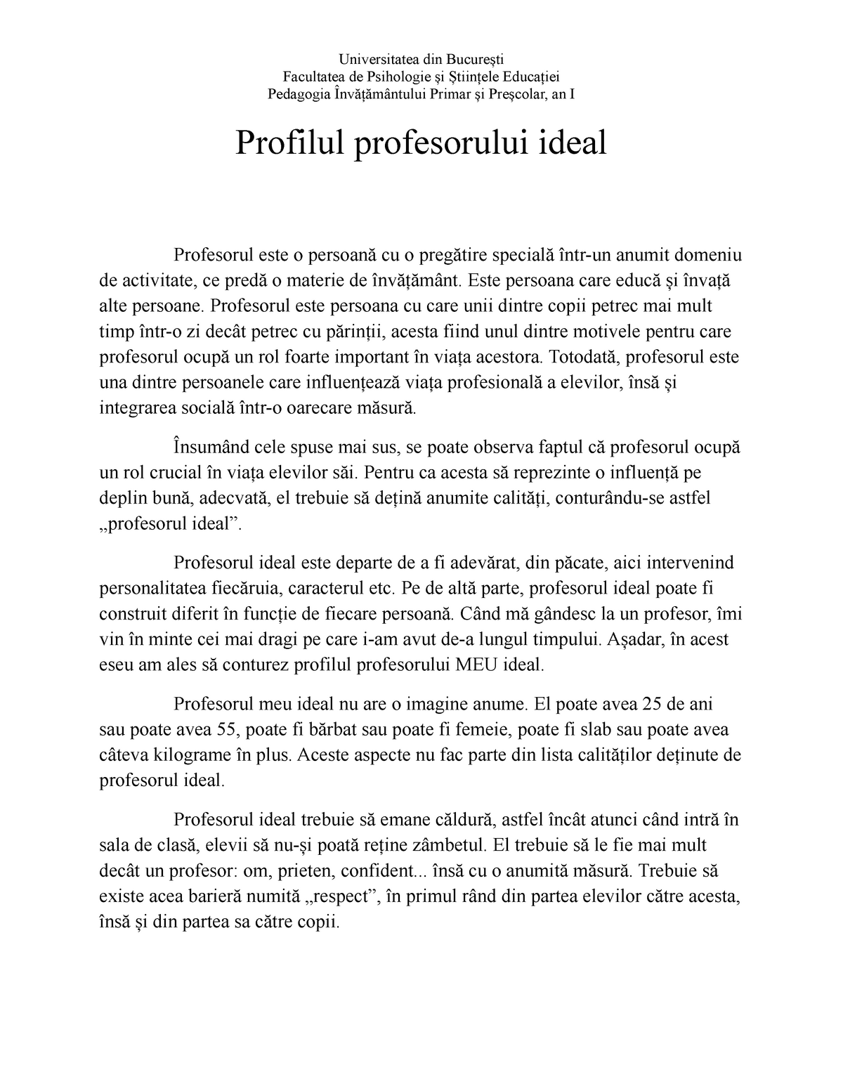 Compose Worthless Pathetic Profilul profesorului ideal - Universitatea din București Facultatea de  Psihologie și Științele - StuDocu