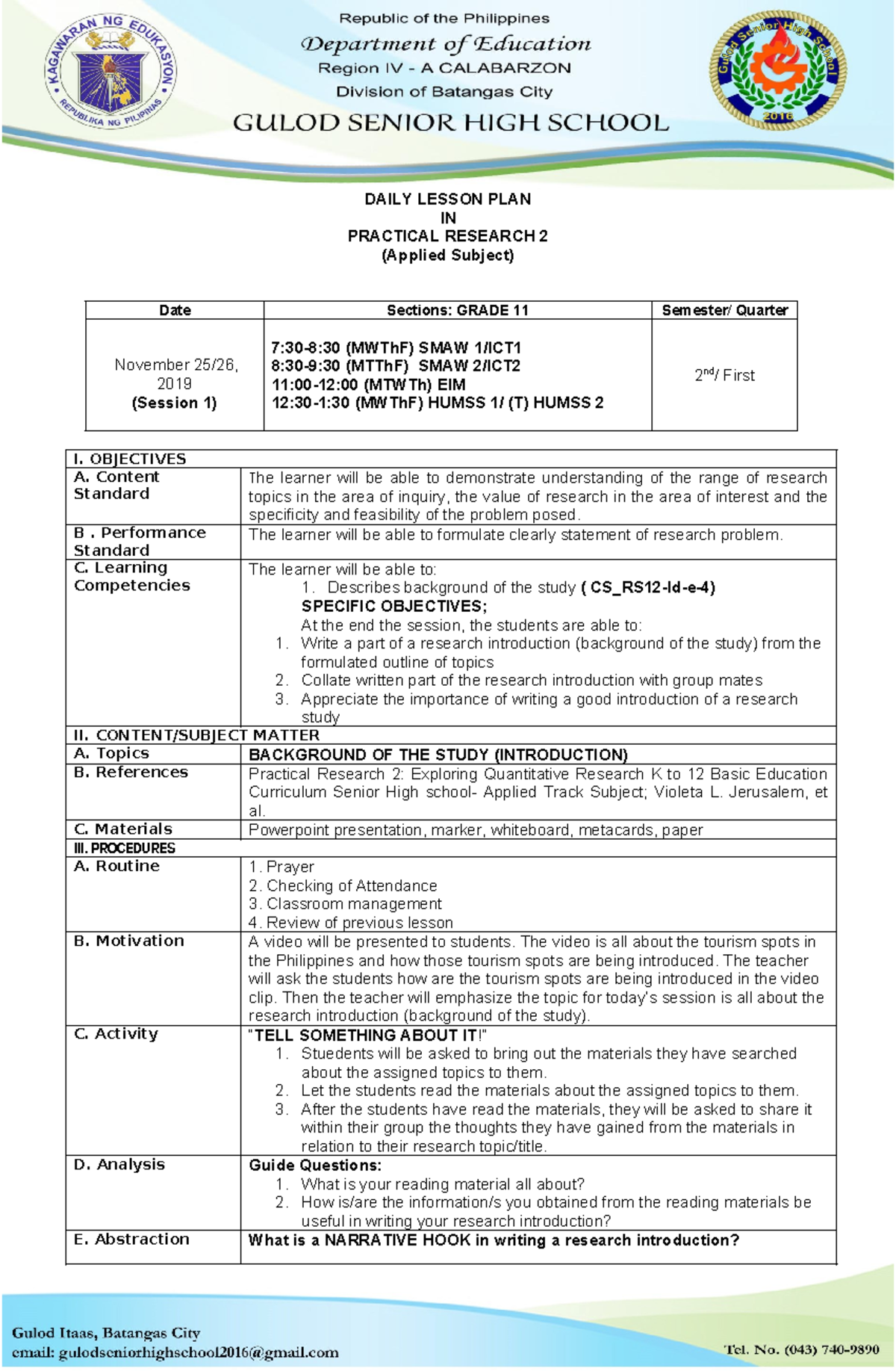 438246013 Practical Research 2 Sample Dlp - DAILY LESSON PLAN IN ...