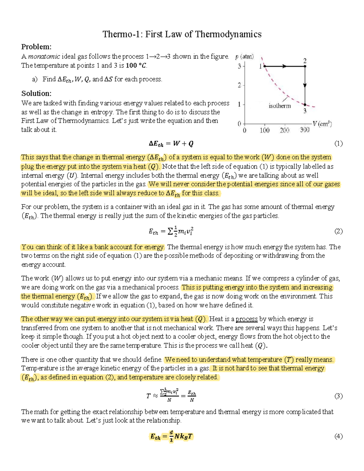 3 Thermo-1 First-Law final - Thermo-1: First Law of Thermodynamics ...