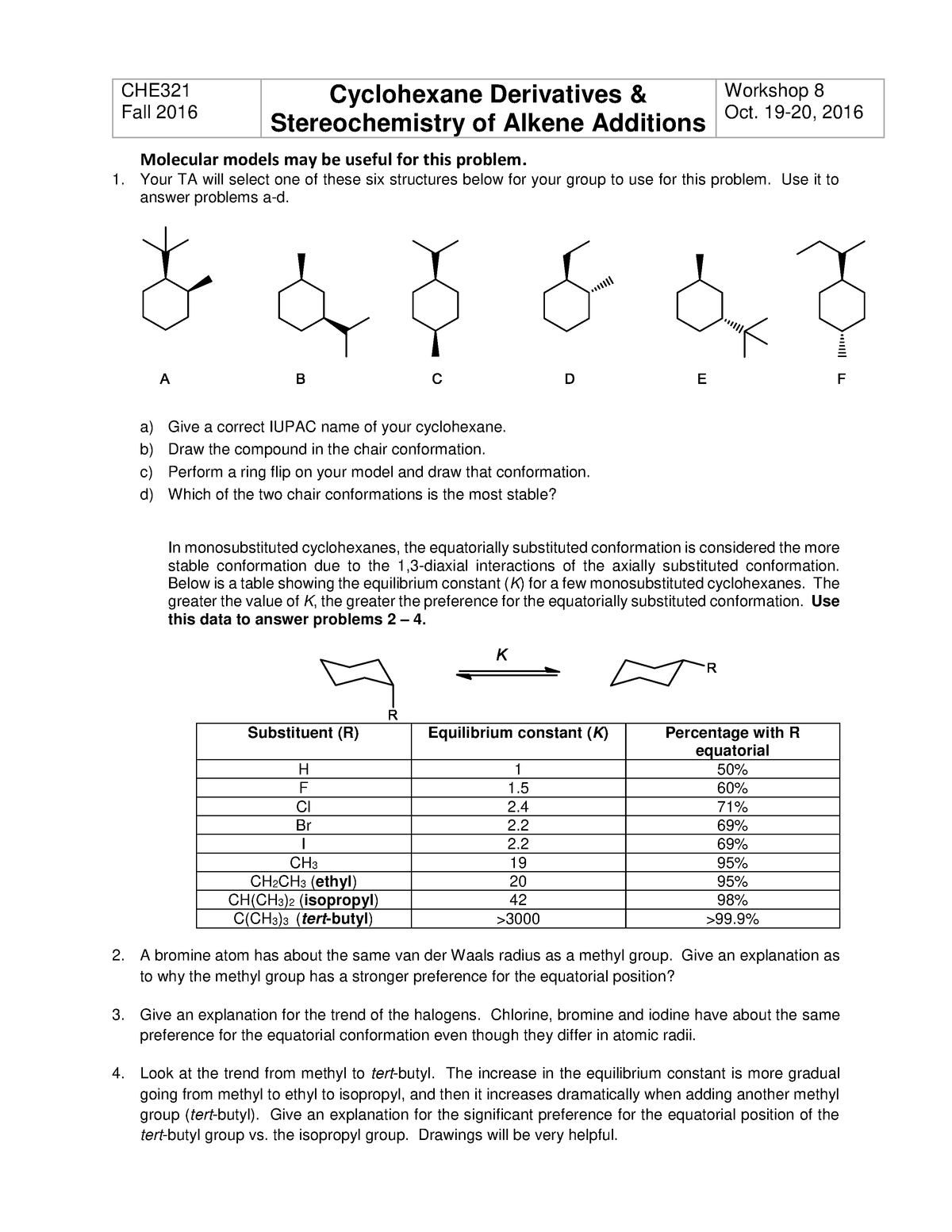 Assignment 8 Cyclic Compounds Stereochemistry Of Alkene