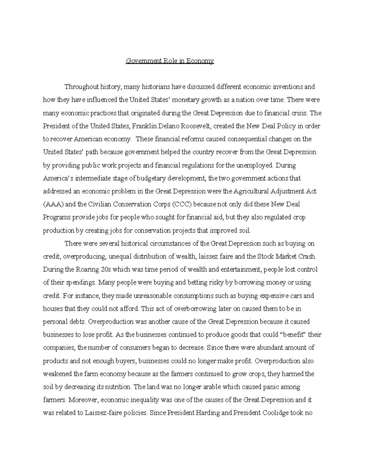 great depression essay pdf