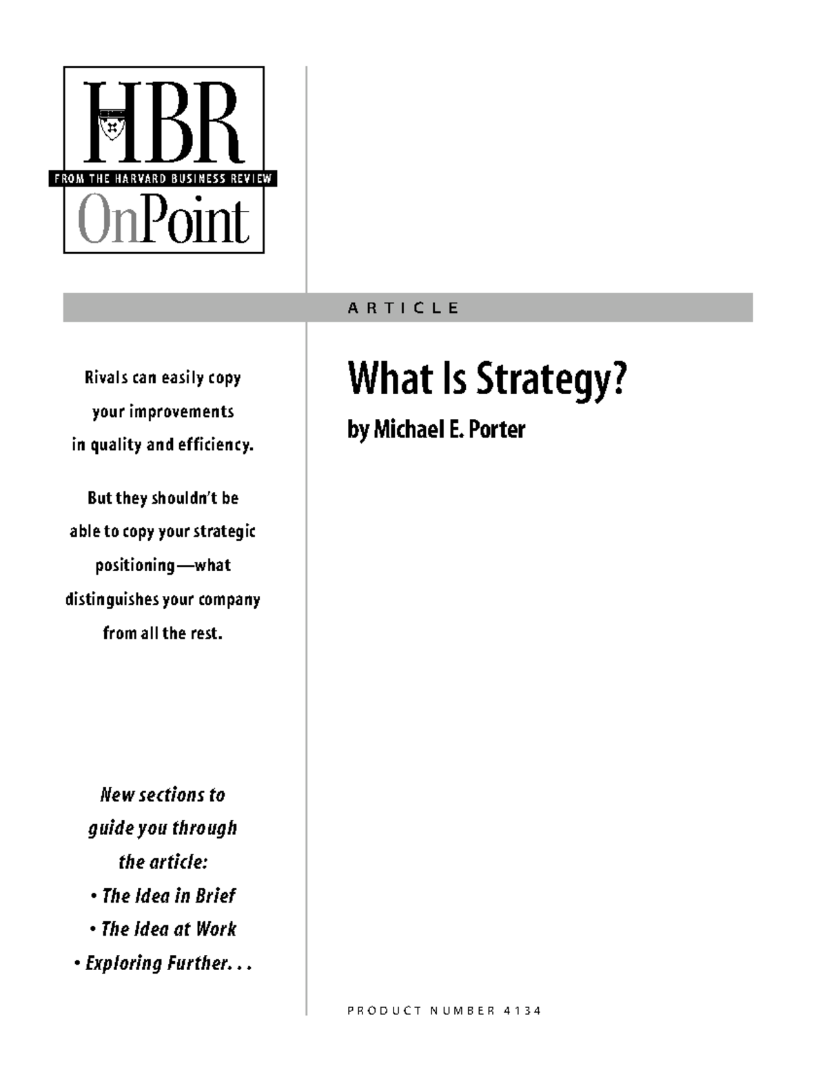 (1) What Is Strategy HBR On Point Enhanced Edition - HBR OnPoint F R O ...