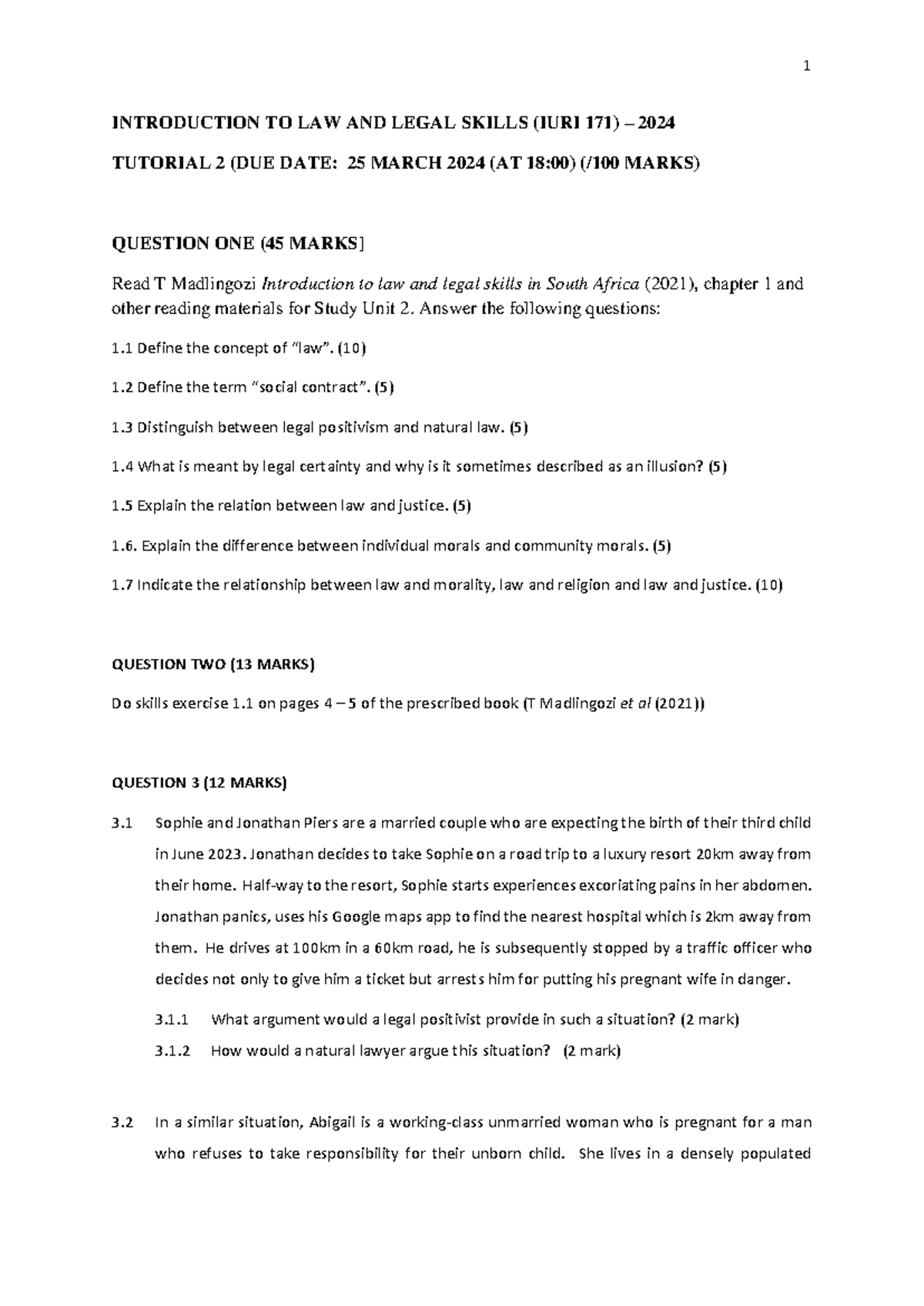 Tutorial+2 (1) 171 - Introduction to law and the legal skills summaries ...