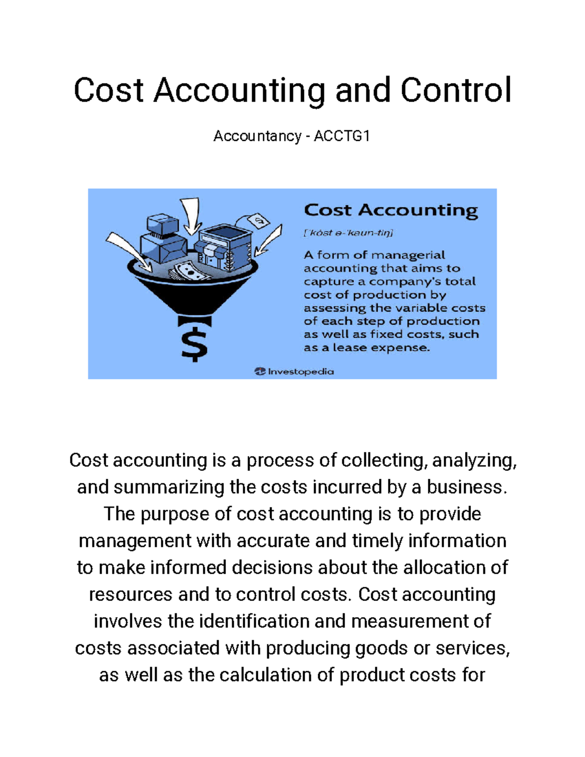 Unit3 Module 5 Cost Accounting And Control ACCTG1 - Cost Accounting And ...