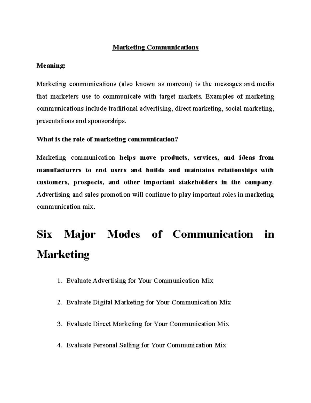 Marketing Communications Marketing Communications Meaning Marketing