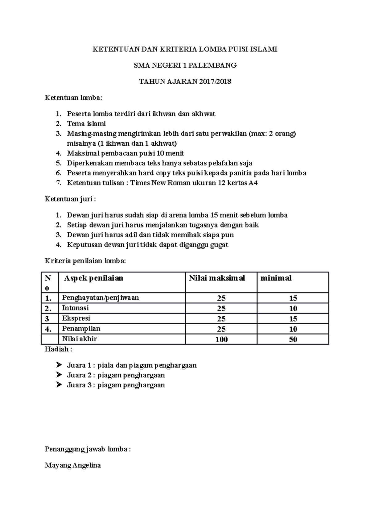 Ketentuan DAN Kriteria Lomba Puisi Islami - KETENTUAN DAN KRITERIA ...