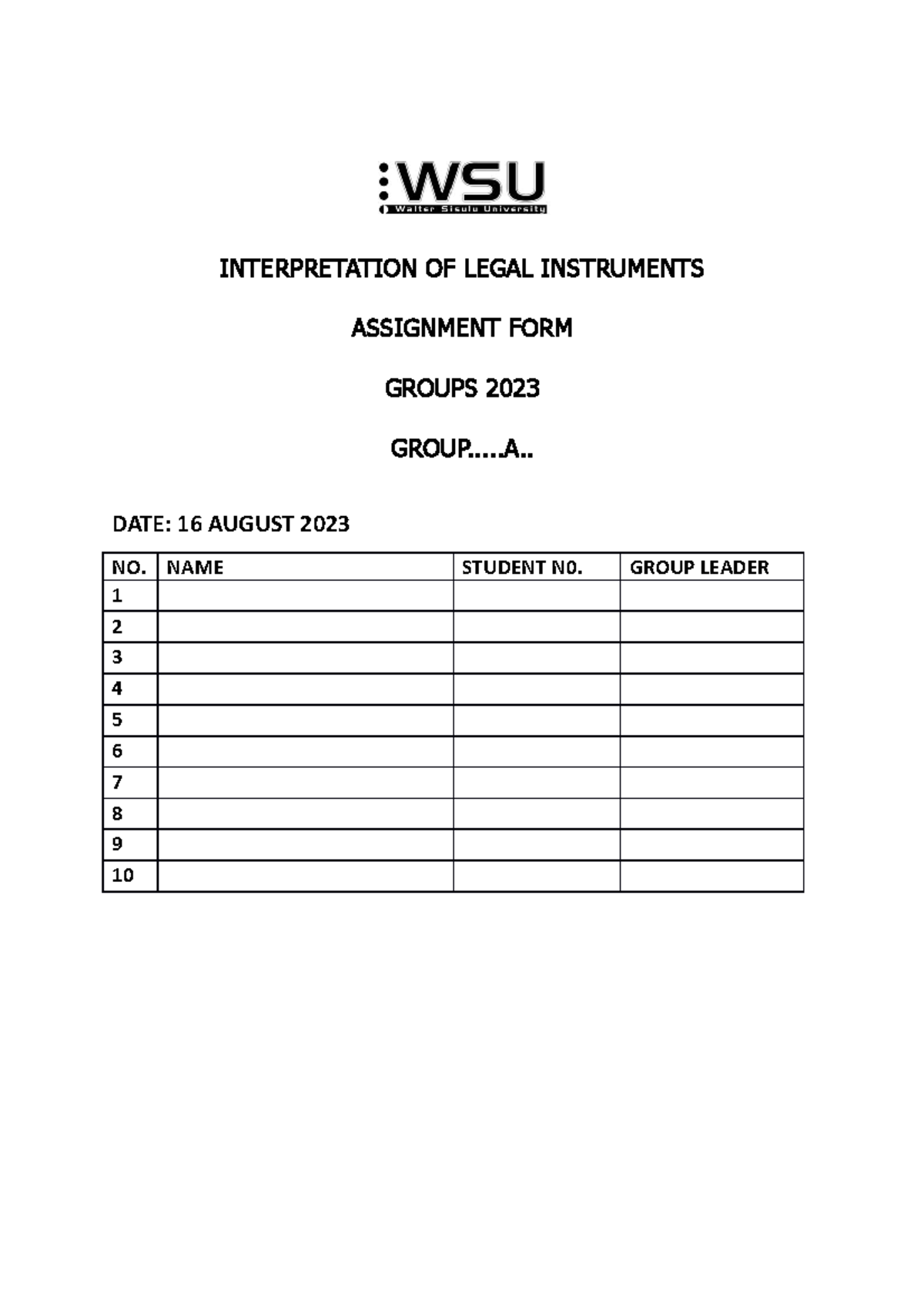 Interpretation OF Legal Instruments Assignment Group Forms 2023 ...