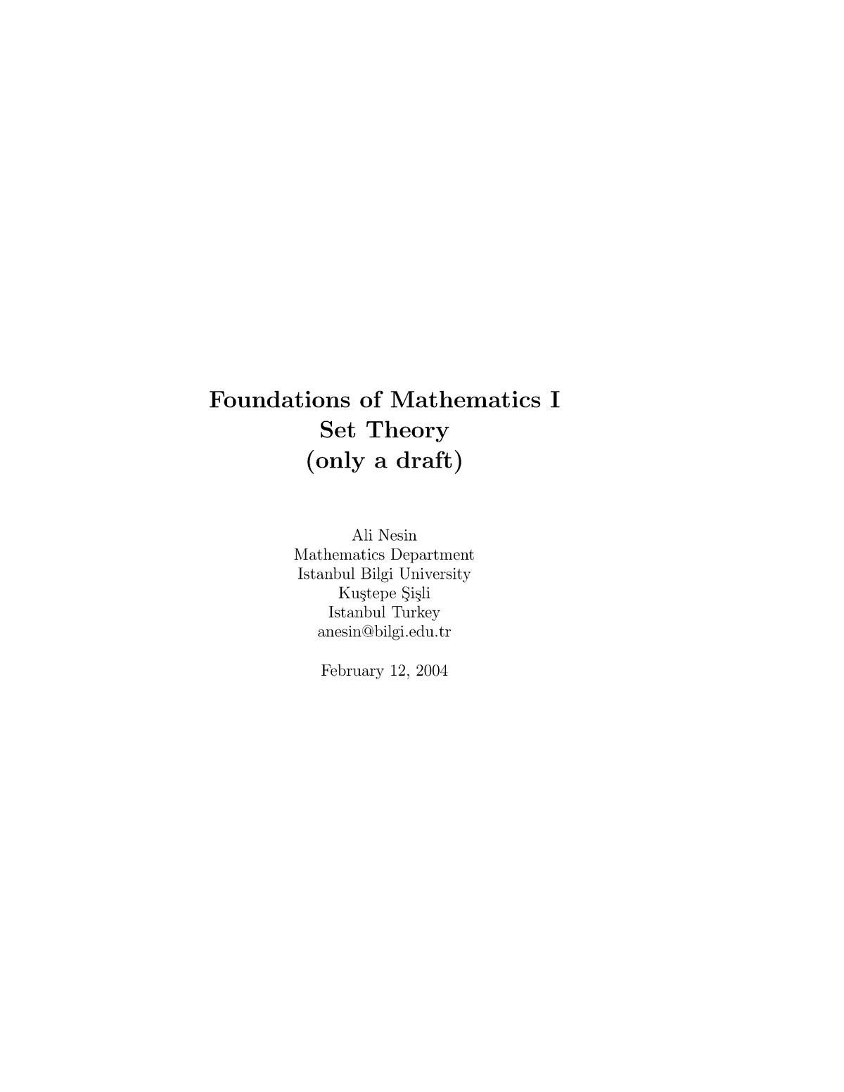 Set Theory Lecture Notes - Foundations Of Mathematics I Set Theory ...