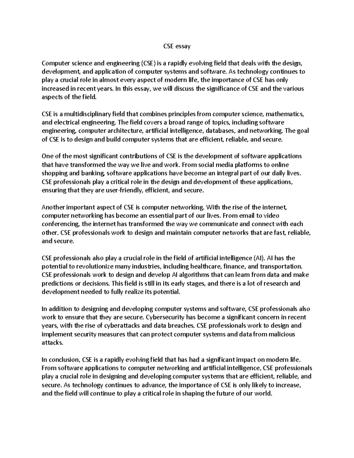 Document 4 - Inspection - CSE essay Computer science and engineering ...