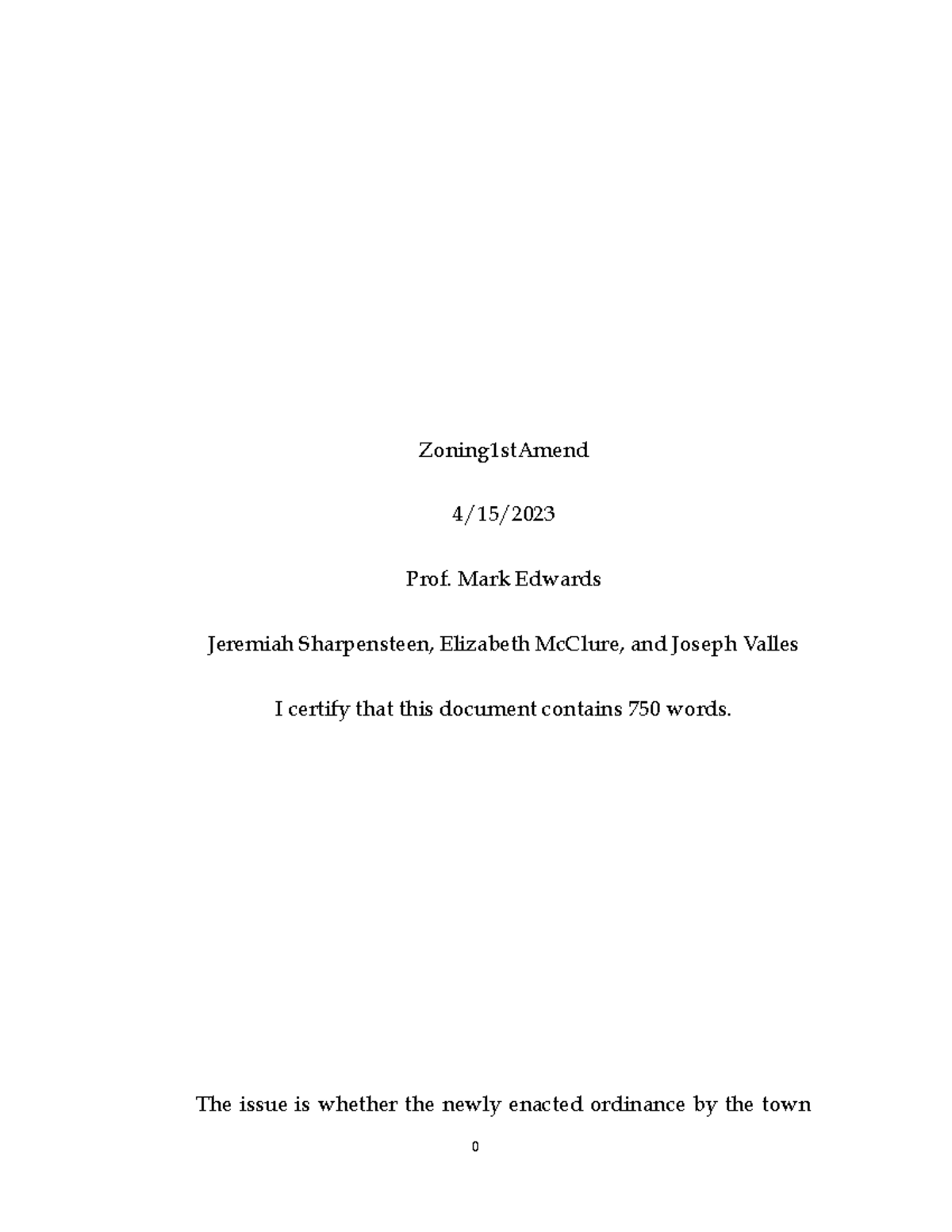 Zoning 1st Amend notes on nuisance Zoning1stAmend 4/15/ Prof. Mark