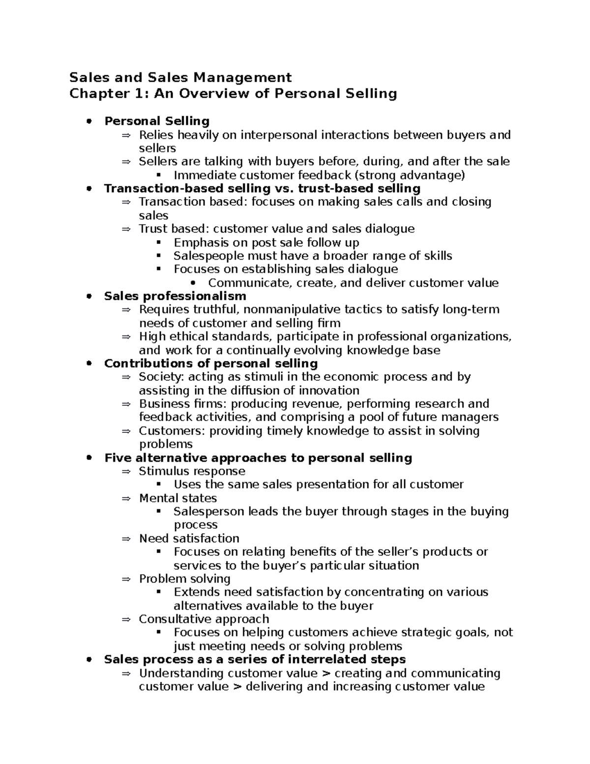 Chapter 1 - An Overview Of Personal Selling - Sales And Sales ...