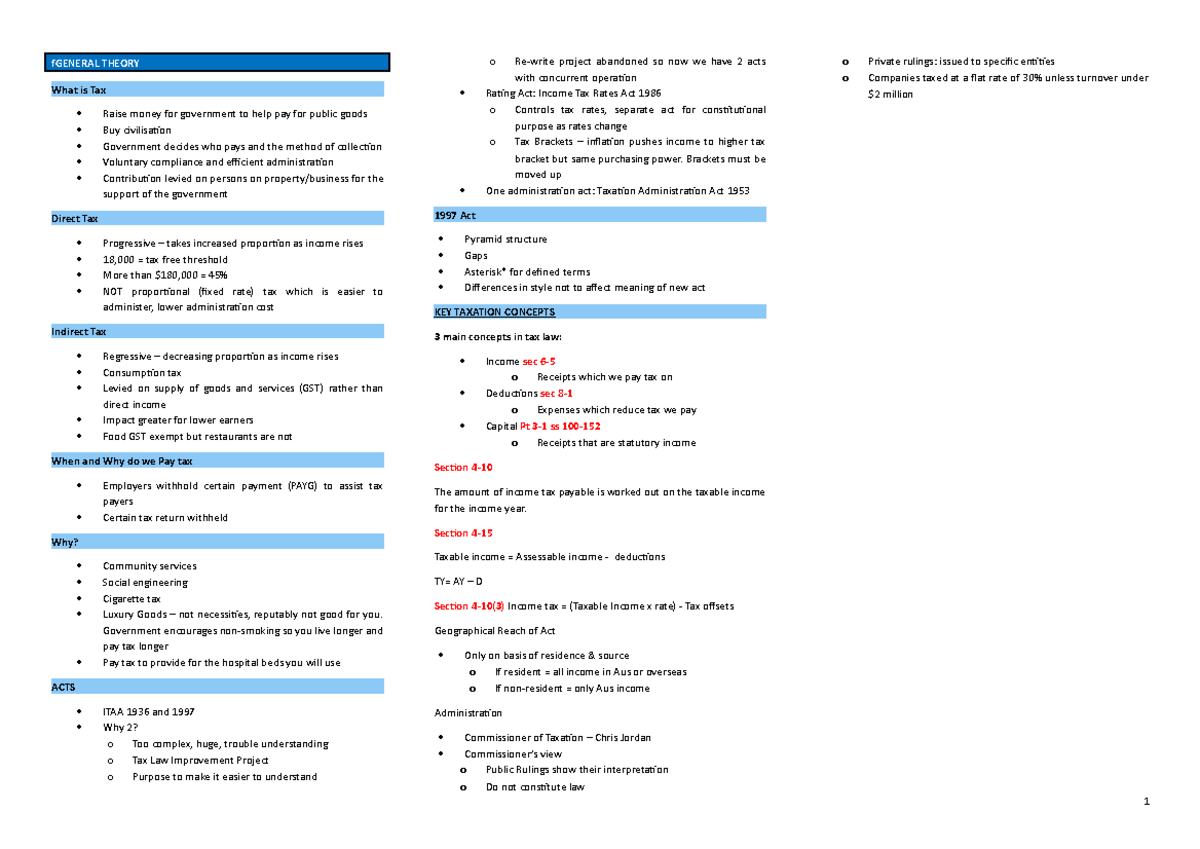 Final Template - Outline of notes for exam. - fGENERAL THEORY What is ...