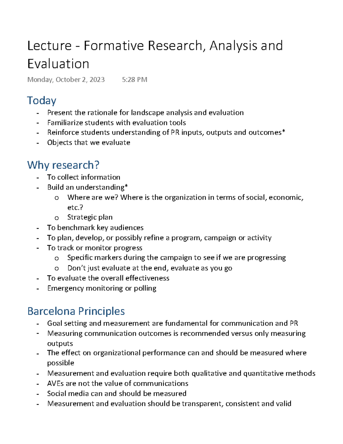 Formative Research, Analysis and Evaluation - Today Present the ...