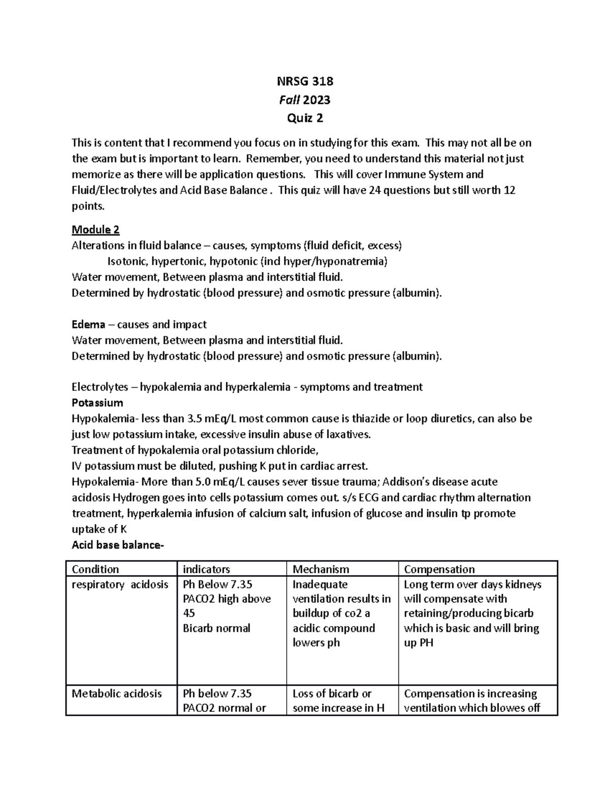 Study Guide Quiz 2 N318 - NRSG 318 Fall 2023 Quiz 2 This Is Content ...