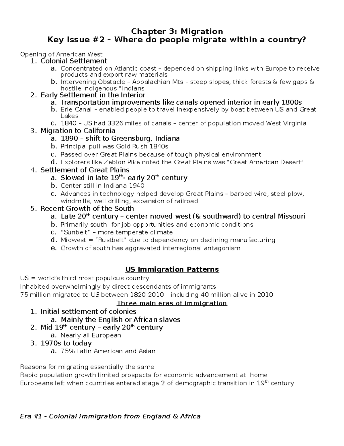 Chapter 3 Key issue 2 notes Human Geography Chapter 3 Migration Key