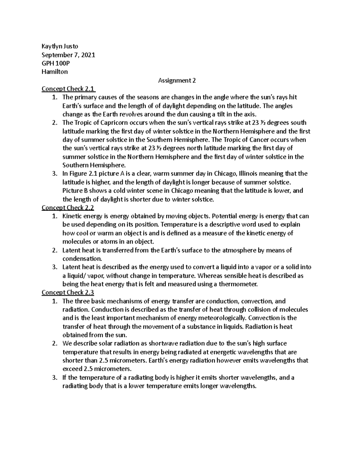 GPH 100P Assignment 2 - Kaytlyn Justo September 7, 2021 GPH 100P ...
