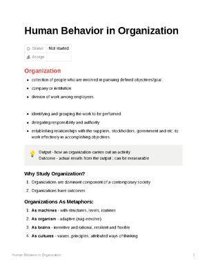 15- human behavior in organization assignment - NAME: Warren Carlo G ...