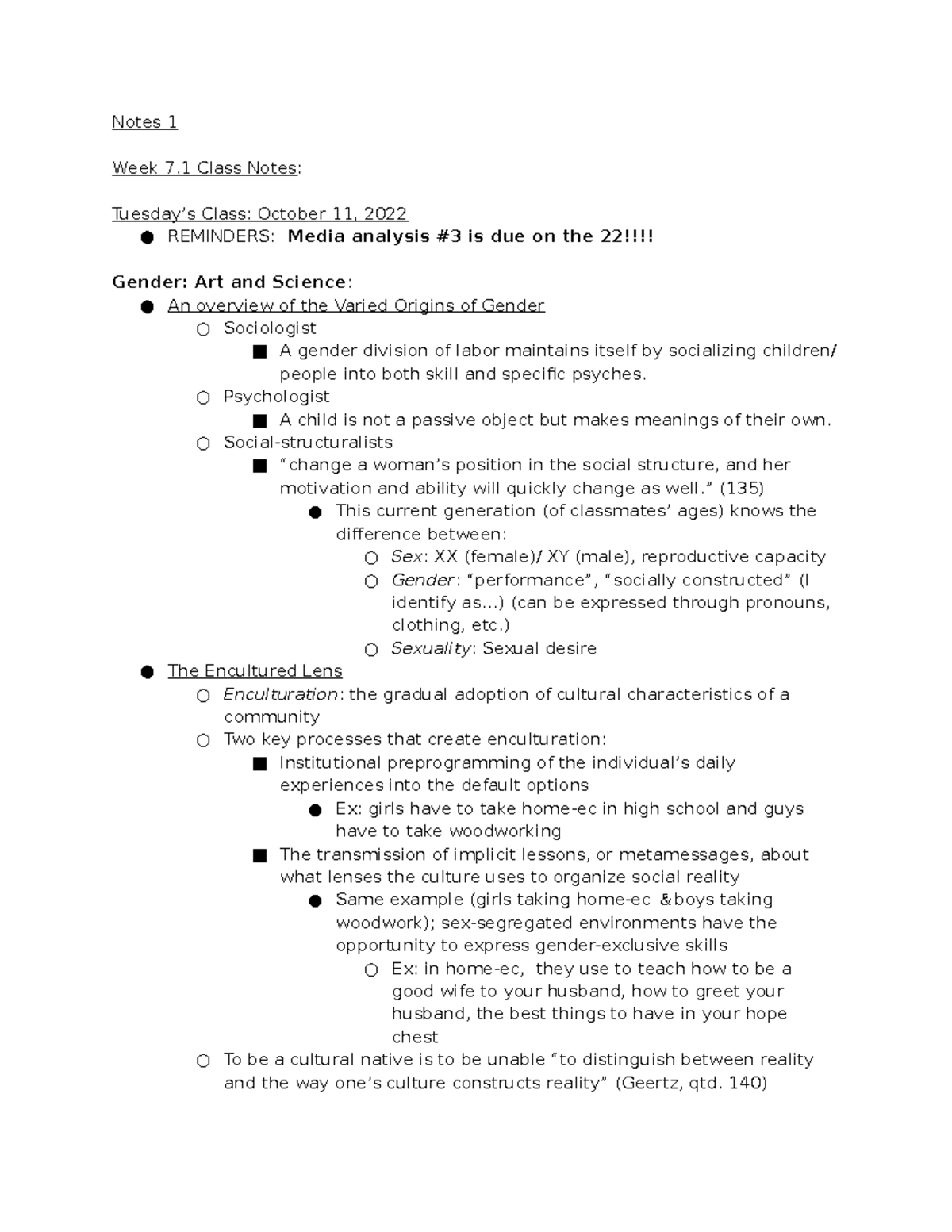 PSC 201 Class Notes Oct. 11 - Notes 1 Week 7 Class Notes: Tuesday’s ...