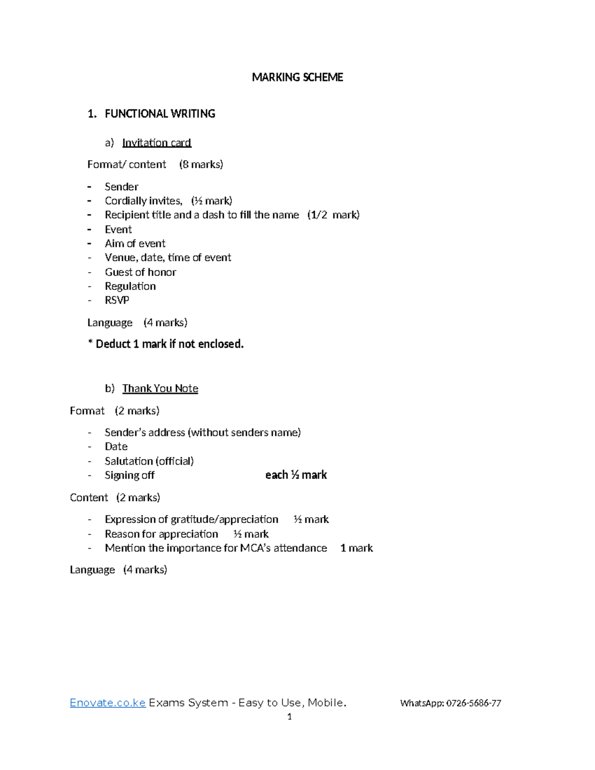 2020 T2F3 ENG PP1 MS - MARKING SCHEME 1. FUNCTIONAL WRITING a ...