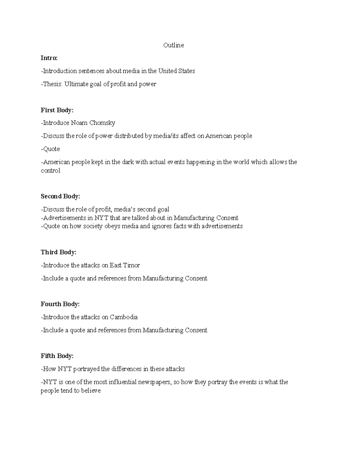 Eng Exemplification Outline - Outline Intro: -Introduction sentences ...