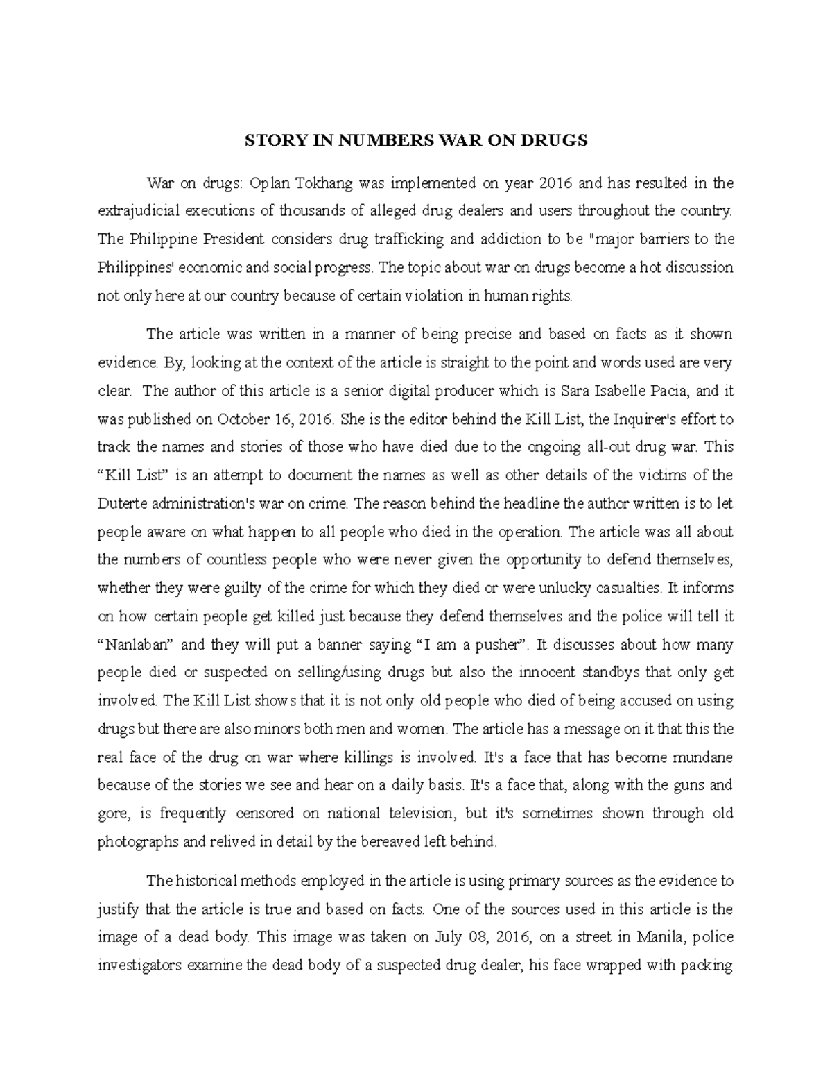 war on drugs speech essay