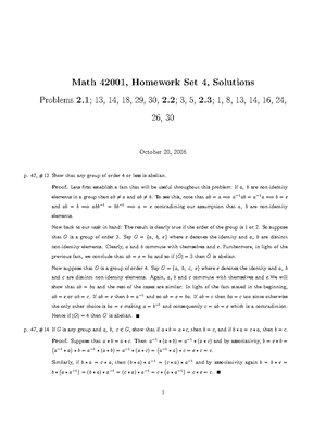 Homework 5 - Math 42001, Homework Set 5, Solutions Problems2; 13, 19,2 ...