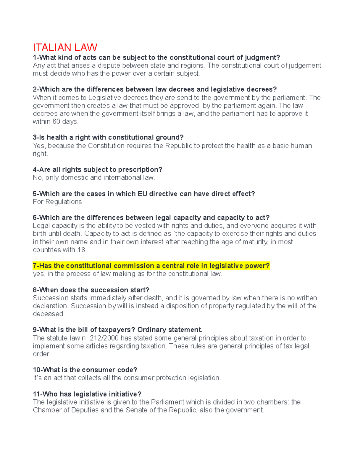 Italianlaw1year1 summary of everything i guess' ITALIAN LAW 1What kind of acts can be