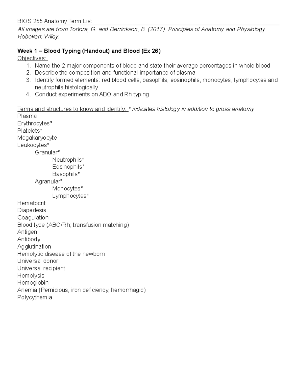 BIOS255 Anatomy Term List with practice images - All images are from ...