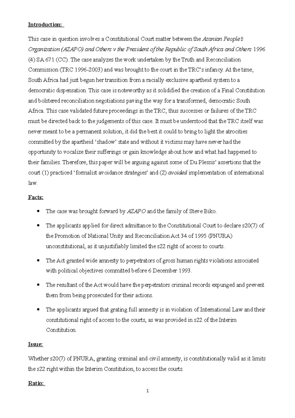 Assignment 2 case note Introduction This case in question involves