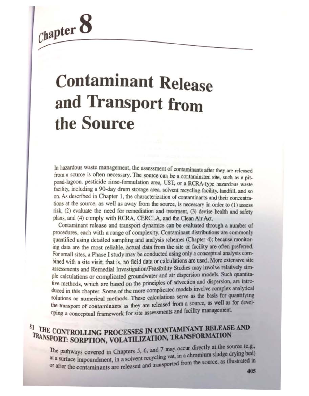 Chapter 8 - TEXT - Contaminant Release and Transport from the Source In ...