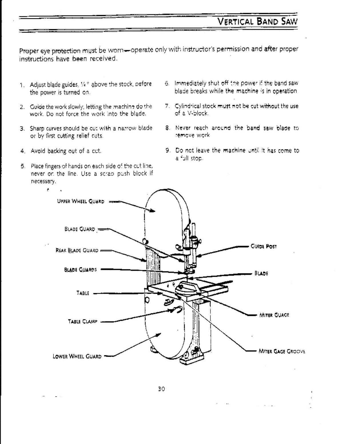 Band+saw+notes - jjjjjjj - VERTICAL BAND SAW Proper eye protection must ...