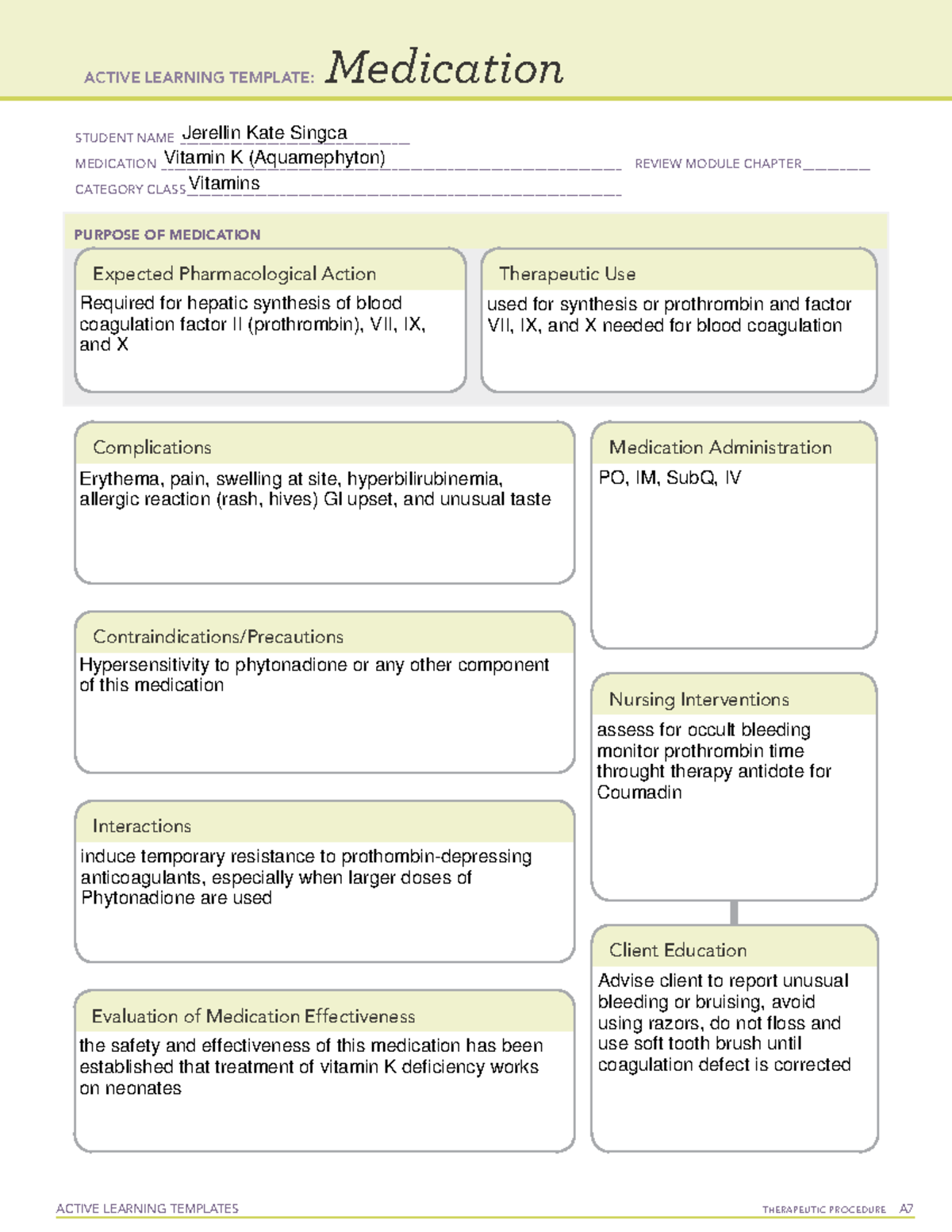 Vitamin K - OB and peds pharm - ACTIVE LEARNING TEMPLATES THERAPEUTIC ...