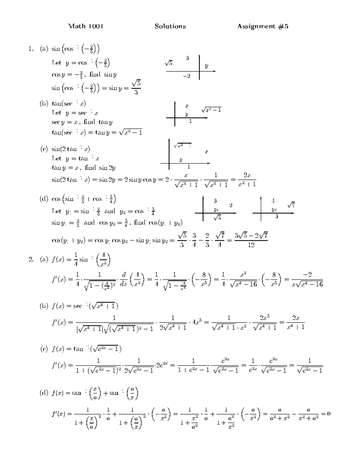 1001 Assn 5 Assignment Solutions Math 1001 Calculus Ii Studocu