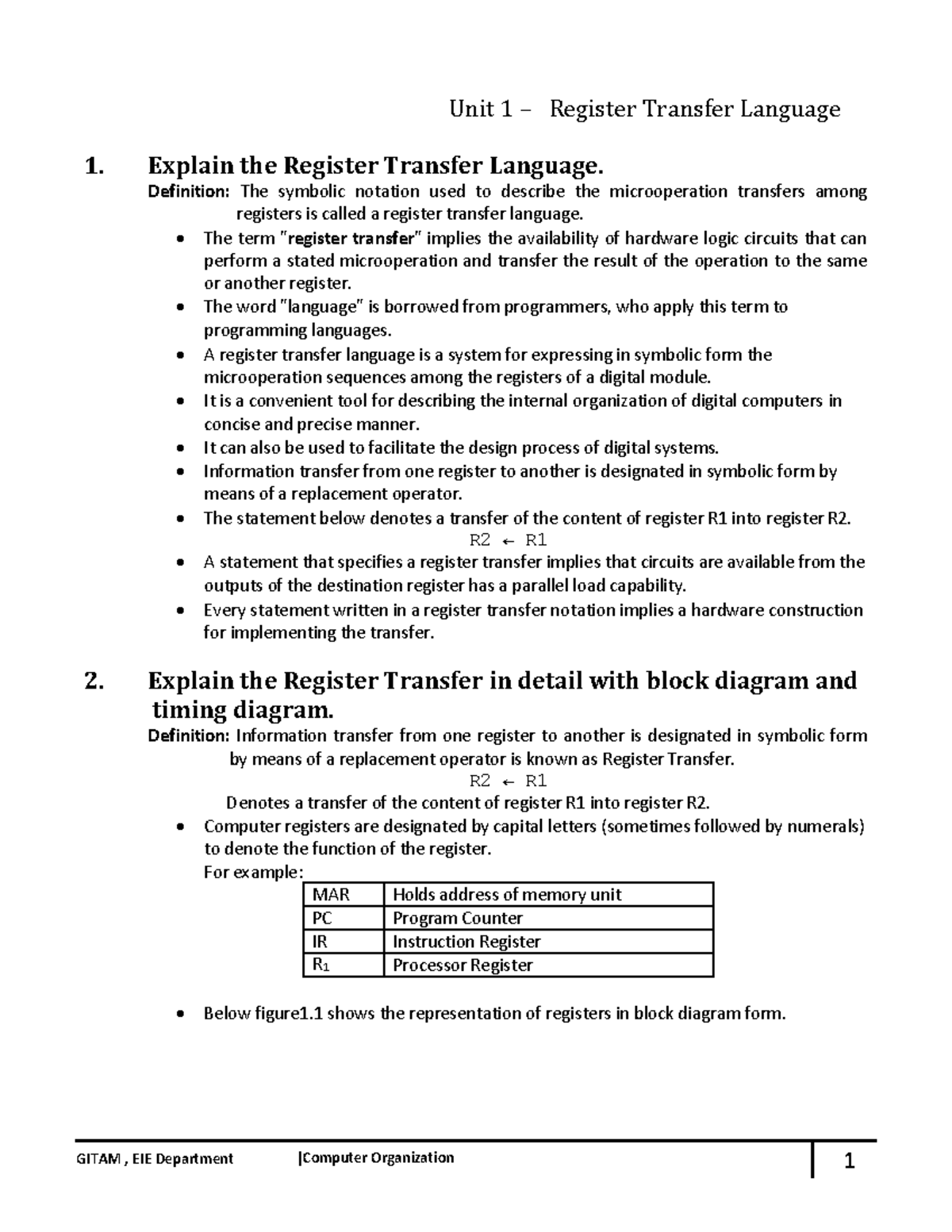 ENotes PDF Units 1 2Req 1. Explain the Register Transfer Language
