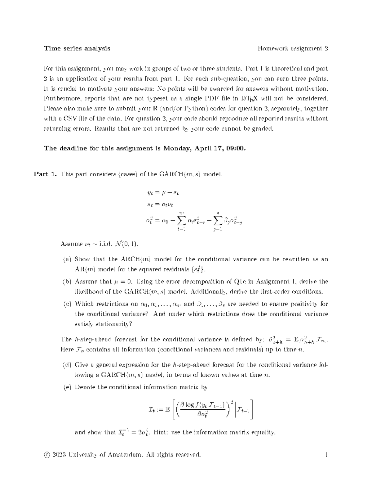 time series homework