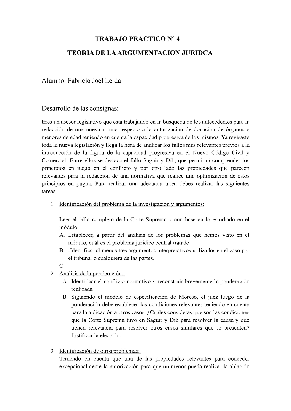 Trabajo Practico Taj Tp Aprobado Trabajo Practico N Teoria De La Argumentacion Juridca