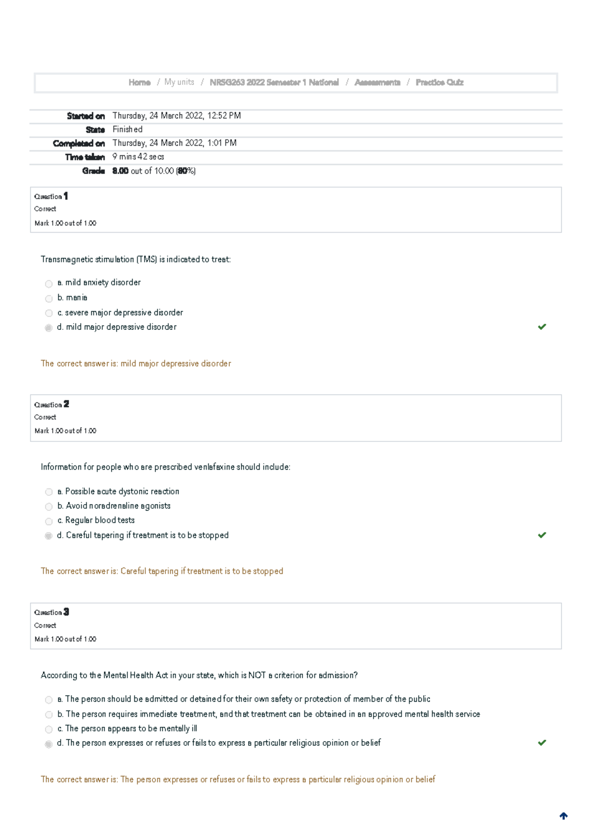 Practice Quiz Attempt review 6 - Home / My units / NRSG263 2022 ...