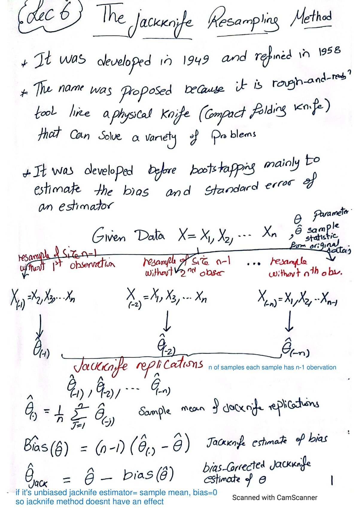 Lec06 - Aaa - (Lec 6 The Jackknife Resampling Method It Was Developed ...