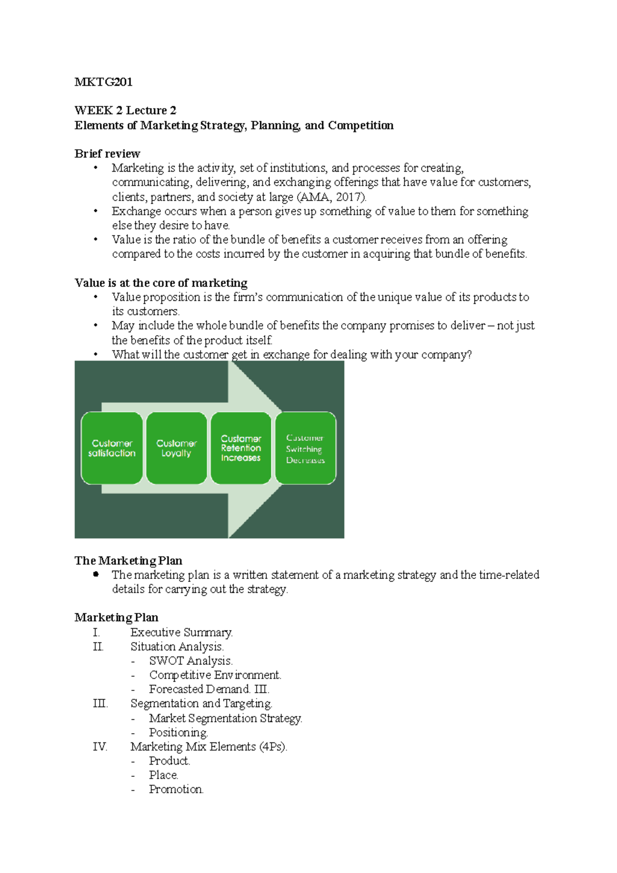 MKTG201 Lecture Notes - MKTG WEEK 2 Lecture 2 Elements Of Marketing ...