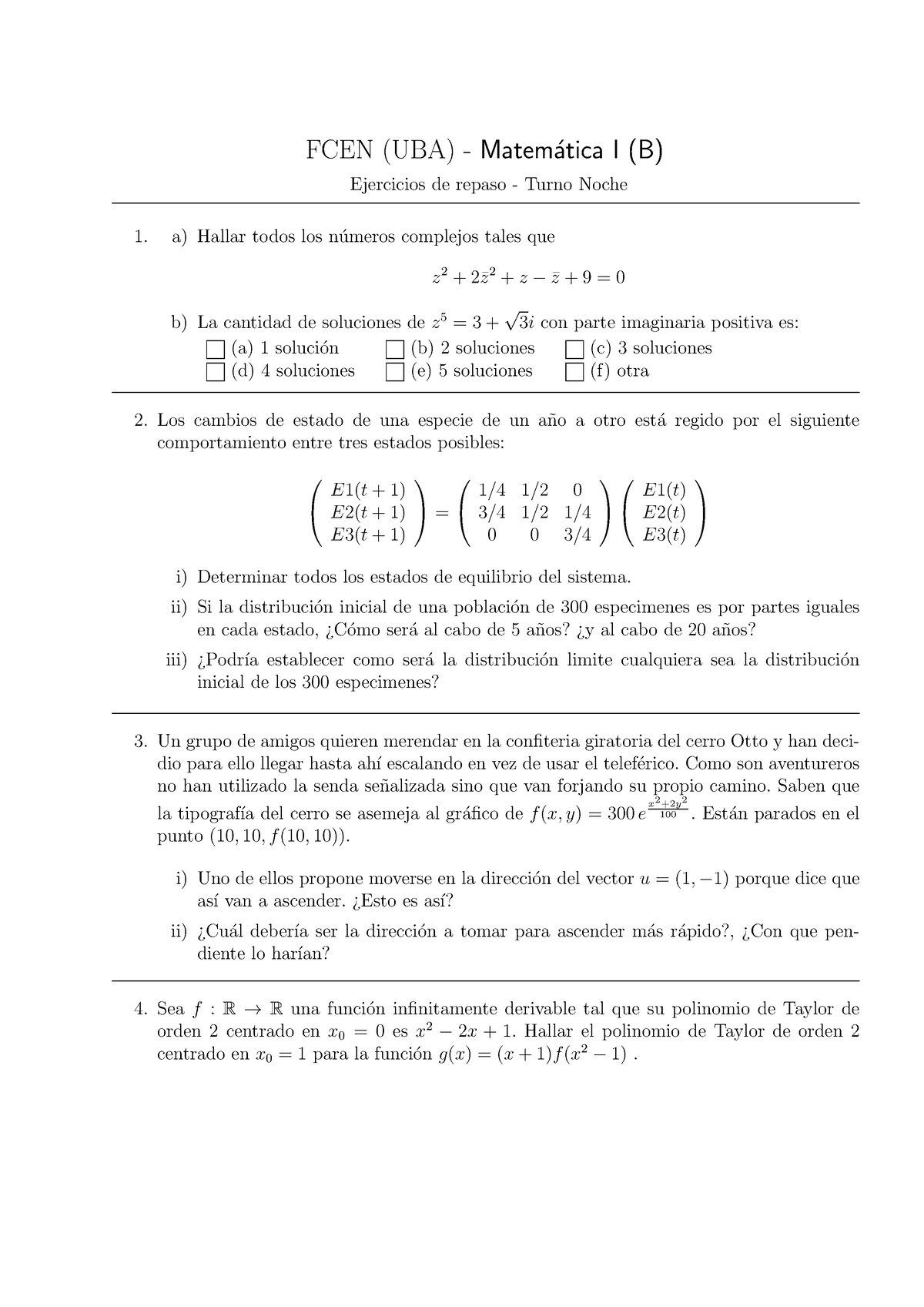 Ejercicios-Repaso Primer Parcial-TN - FCEN (UBA) - Matem ́atica I (B ...