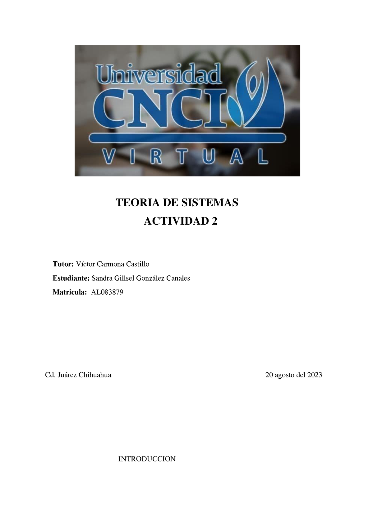 Teoria DE Sistemas - TEORIA DE SISTEMAS ACTIVIDAD 2 Tutor: Víctor ...