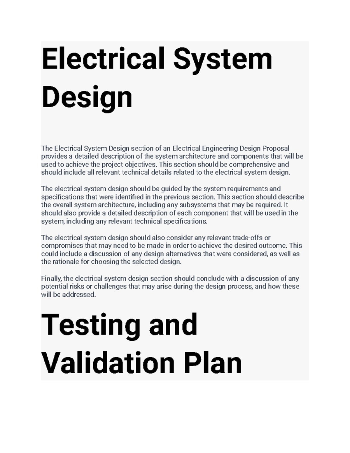 Electrical Engineering Design Proposal 56 Electrical System Design
